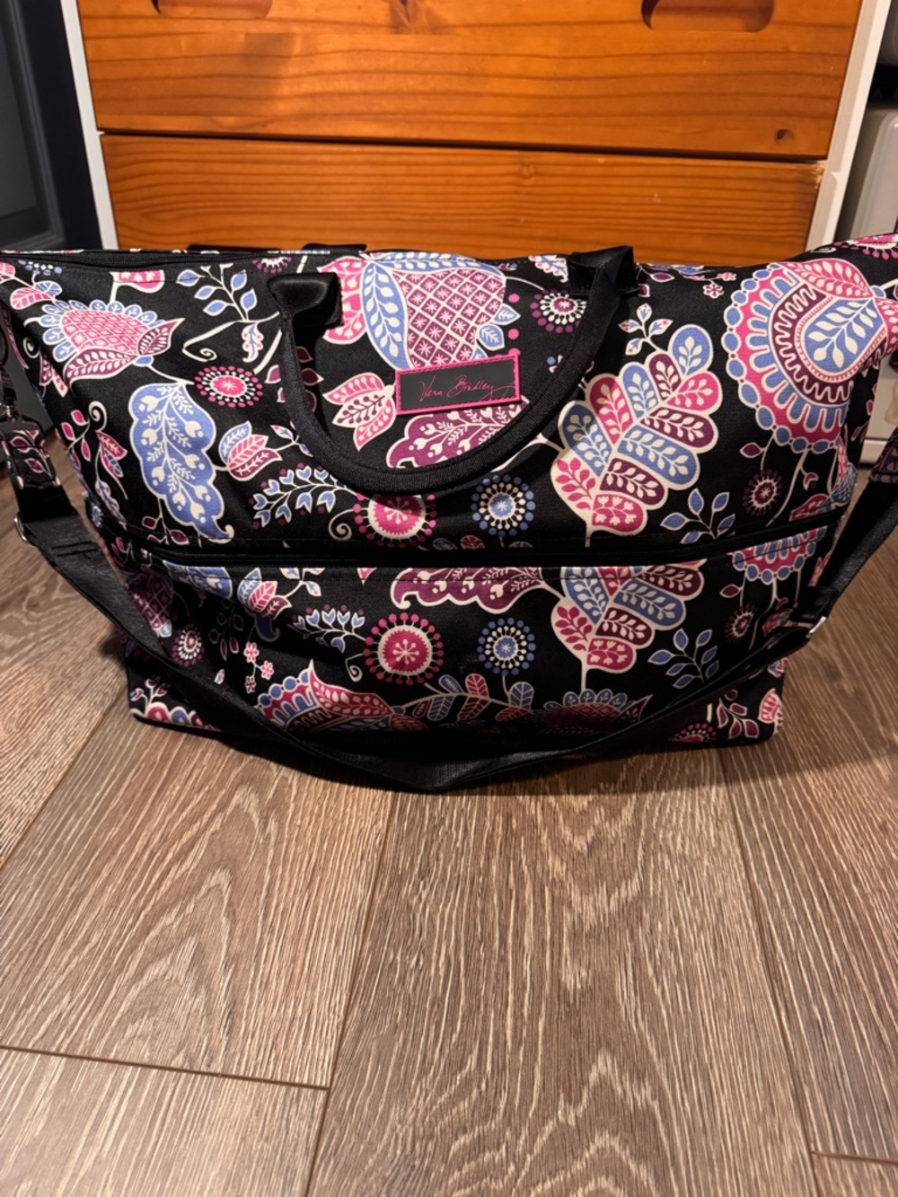 Vera Bradley Black Paisley Tote with Pink & Blue Accents - Picture 6 of 7